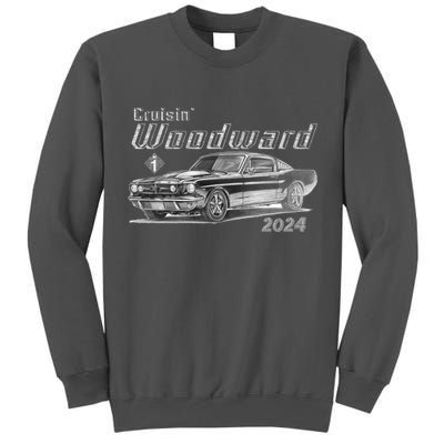 Woodward Cruise Classic Muscle Car Sketch 2024 Tall Sweatshirt