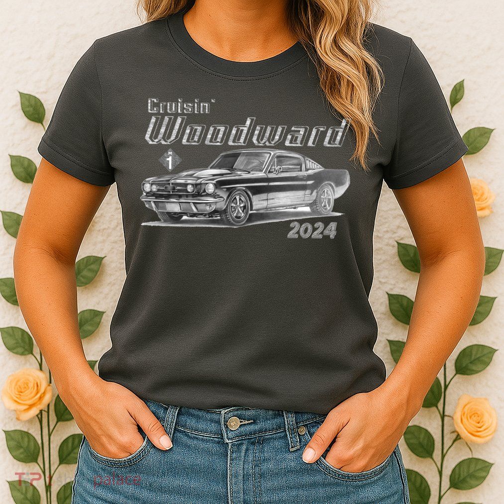 Woodward Cruise Classic Muscle Car Sketch 2024 Womens T-Shirt