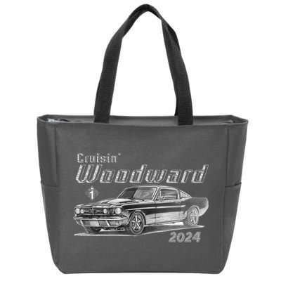 Woodward Cruise Classic Muscle Car Sketch 2024 Zip Tote Bag