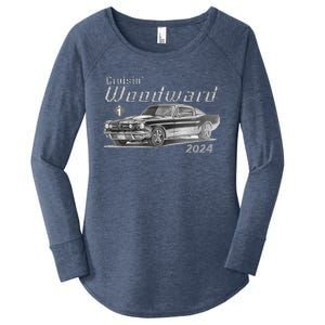 Woodward Cruise Classic Muscle Car Sketch 2024 Women's Perfect Tri Tunic Long Sleeve Shirt