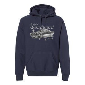 Woodward Cruise Classic Muscle Car Sketch 2024 Premium Hoodie