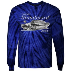 Woodward Cruise Classic Muscle Car Sketch 2024 Tie-Dye Long Sleeve Shirt