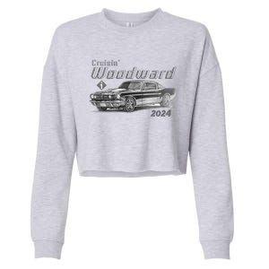 Woodward Cruise Classic Muscle Car Sketch 2024 Cropped Pullover Crew