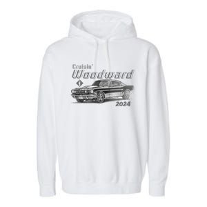 Woodward Cruise Classic Muscle Car Sketch 2024 Garment-Dyed Fleece Hoodie