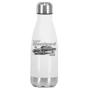 Woodward Cruise Classic Muscle Car Sketch 2024 Stainless Steel Insulated Water Bottle