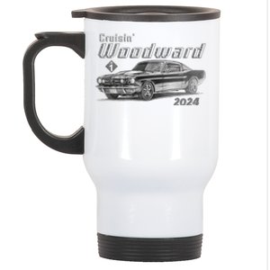 Woodward Cruise Classic Muscle Car Sketch 2024 Stainless Steel Travel Mug