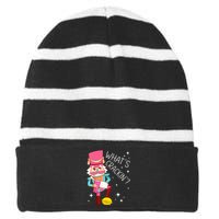 Whats Crackin Christmas Nutcracker Xmas Striped Beanie with Solid Band