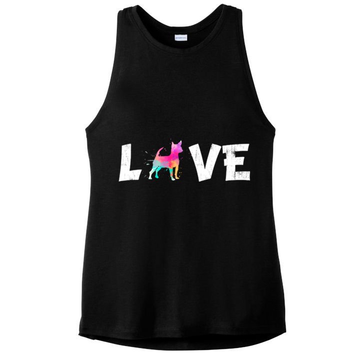Watercolor Colorful Chihuahua Dog Love Pocket Cute Gift Ladies PosiCharge Tri-Blend Wicking Tank