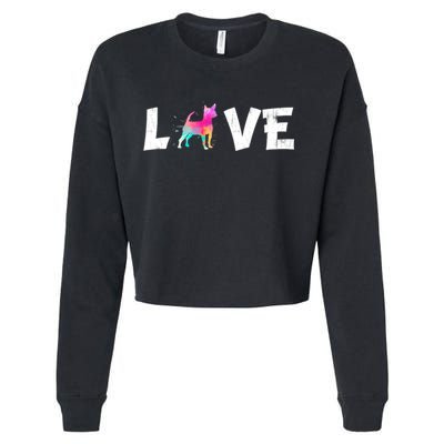 Watercolor Colorful Chihuahua Dog Love Pocket Cute Gift Cropped Pullover Crew