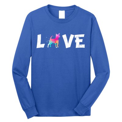 Watercolor Colorful Chihuahua Dog Love Pocket Cute Gift Long Sleeve Shirt