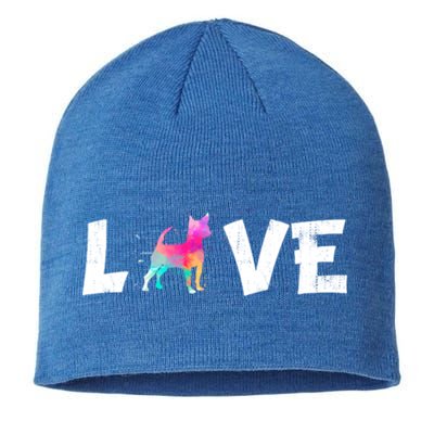 Watercolor Colorful Chihuahua Dog Love Pocket Cute Gift Sustainable Beanie