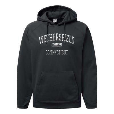 Wethersfield Connecticut Ct Vintage Performance Fleece Hoodie