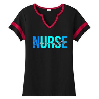 Wo Cardiac Cath Lab Nurse Funny Gift For Nursing Student Cool Gift Ladies Halftime Notch Neck Tee