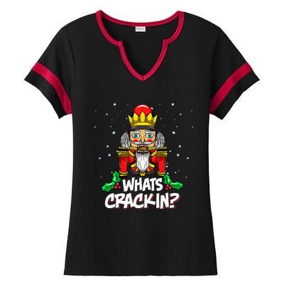 Whats Crackin Christmas Nutcracker Pajama Family Xmas Ladies Halftime Notch Neck Tee