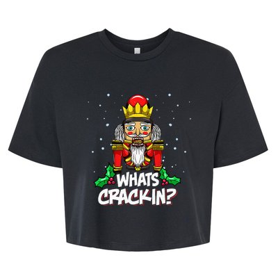 Whats Crackin Christmas Nutcracker Pajama Family Xmas Bella+Canvas Jersey Crop Tee