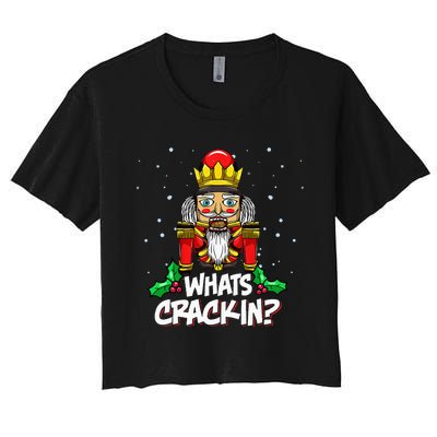 Whats Crackin Christmas Nutcracker Pajama Family Xmas Women's Crop Top Tee