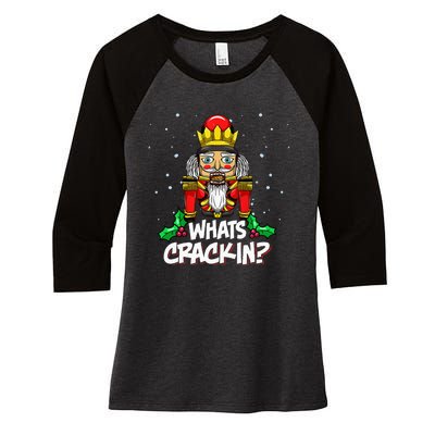 Whats Crackin Christmas Nutcracker Pajama Family Xmas Women's Tri-Blend 3/4-Sleeve Raglan Shirt