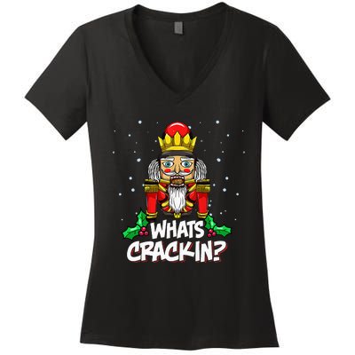 Whats Crackin Christmas Nutcracker Pajama Family Xmas Women's V-Neck T-Shirt