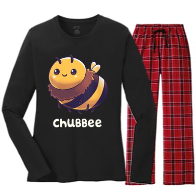 Womens Chubbee Chubby Honey Bee Kawaii Women's Long Sleeve Flannel Pajama Set 