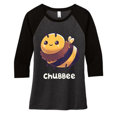 Womens Chubbee Chubby Honey Bee Kawaii Women's Tri-Blend 3/4-Sleeve Raglan Shirt