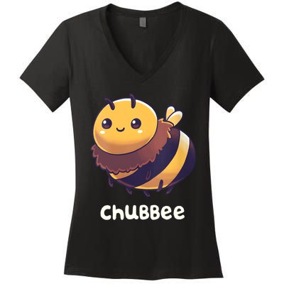 Womens Chubbee Chubby Honey Bee Kawaii Women's V-Neck T-Shirt