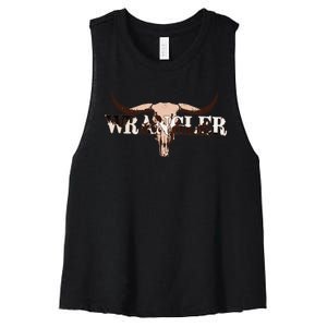 Wrangler Cowhide Cow Skull Women's Racerback Cropped Tank