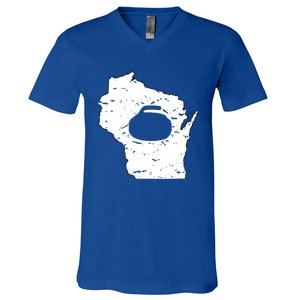 Wisconsin Curler Cool Gift Wi Curling Cool Gift V-Neck T-Shirt