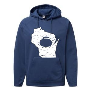 Wisconsin Curler Cool Gift Wi Curling Cool Gift Performance Fleece Hoodie