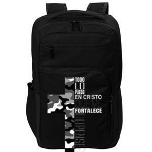 White Camo Christian Verse Spanish Filipenses 413 EspañOl Impact Tech Backpack