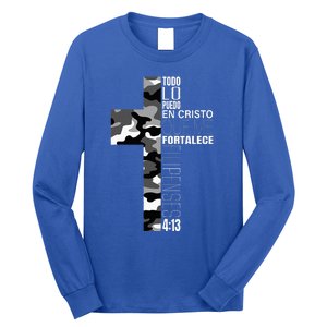 White Camo Christian Verse Spanish Filipenses 413 EspañOl Long Sleeve Shirt