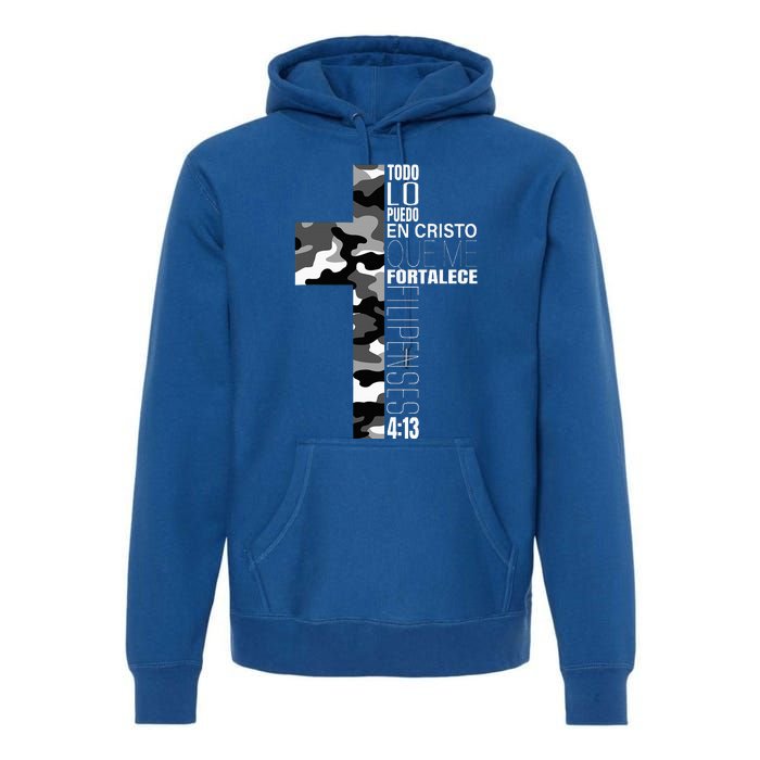 White Camo Christian Verse Spanish Filipenses 413 EspañOl Premium Hoodie