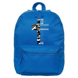 White Camo Christian Verse Spanish Filipenses 413 EspañOl 16 in Basic Backpack