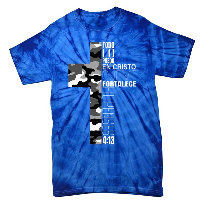 White Camo Christian Verse Spanish Filipenses 413 EspañOl Tie-Dye T-Shirt