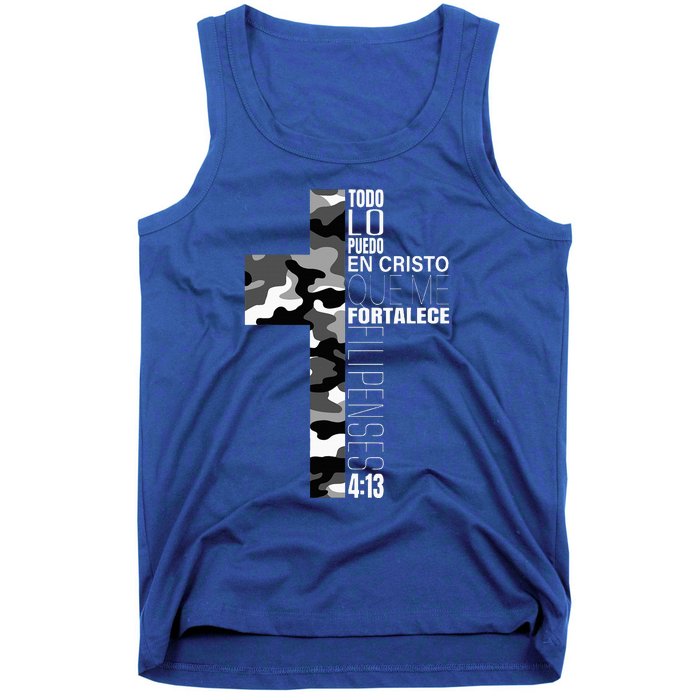 White Camo Christian Verse Spanish Filipenses 413 EspañOl Tank Top