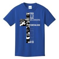 White Camo Christian Verse Spanish Filipenses 413 EspañOl Kids T-Shirt