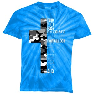 White Camo Christian Verse Spanish Filipenses 413 EspañOl Kids Tie-Dye T-Shirt