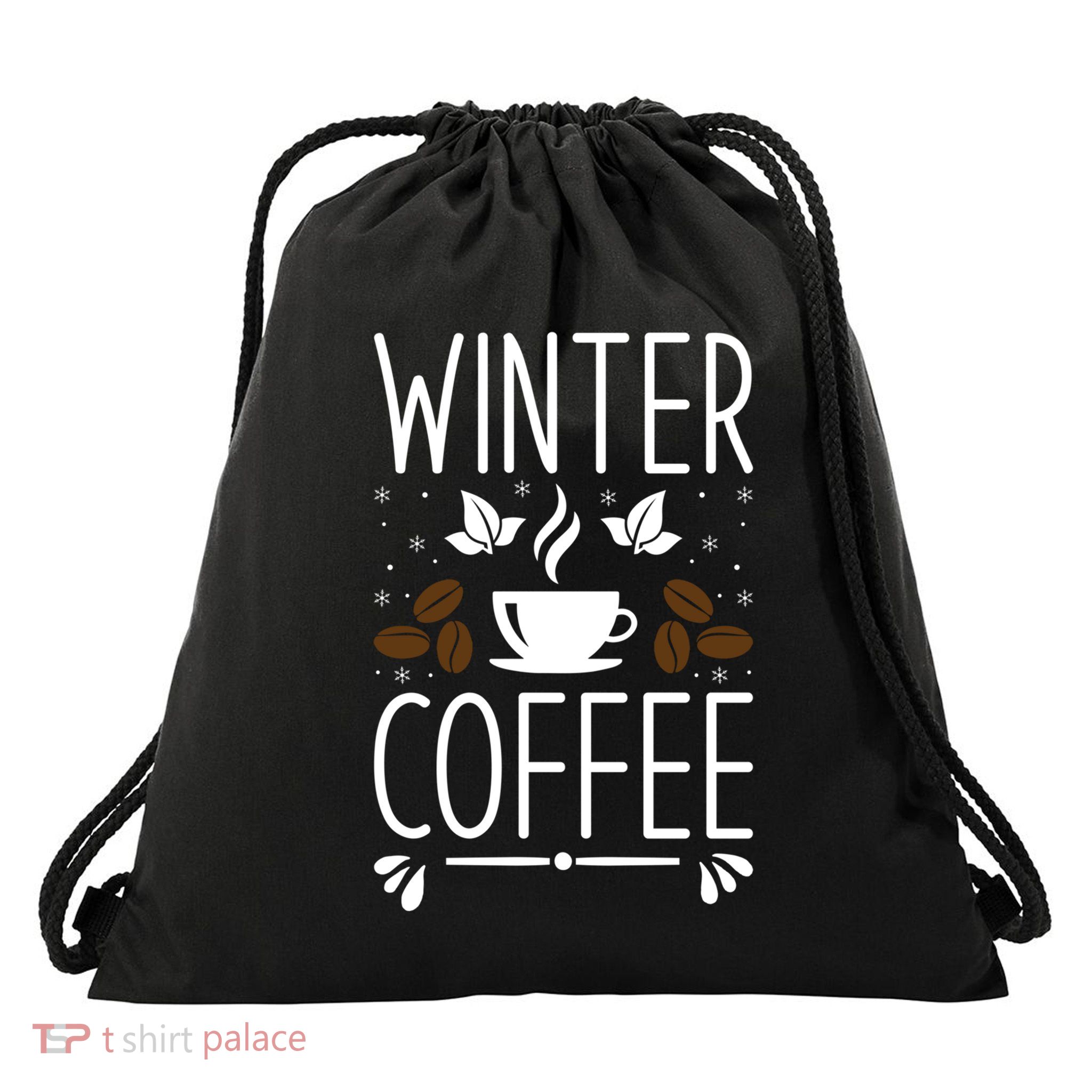 Winter Coffee Chill Christmas Coffee Cup Holiday Caffeiene Meaningful Gift Drawstring Bag