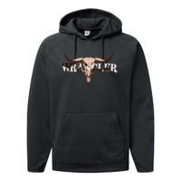 Wrangler Cowhide Cow Skull Cow Print Wrangler Performance Fleece Hoodie