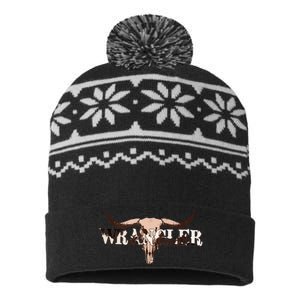 Wrangler Cowhide Cow Skull Cow Print Wrangler USA-Made Snowflake Beanie