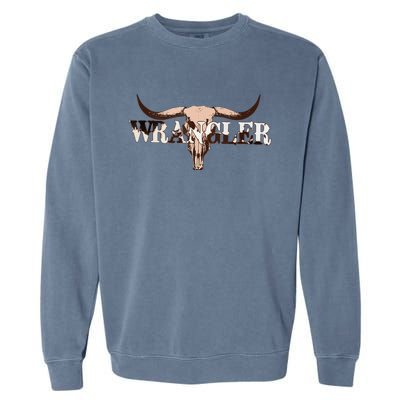 Wrangler Cowhide Cow Skull Cow Print Wrangler Garment-Dyed Sweatshirt