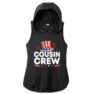 Wo Cousin Crew 4th Of July Patriotic American Family Matching Ladies PosiCharge Tri-Blend Wicking Draft Hoodie Tank