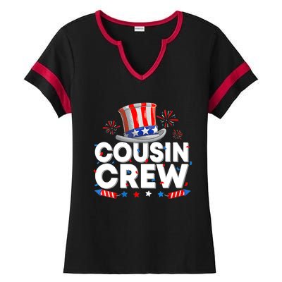 Wo Cousin Crew 4th Of July Patriotic American Family Matching Ladies Halftime Notch Neck Tee