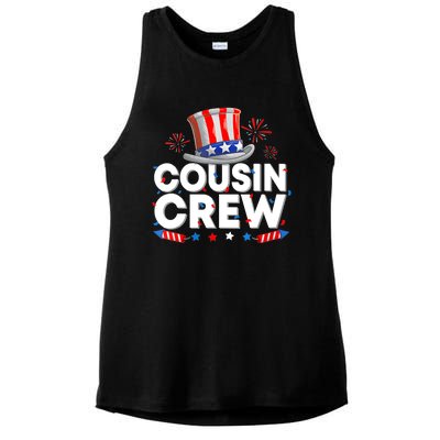 Wo Cousin Crew 4th Of July Patriotic American Family Matching Ladies PosiCharge Tri-Blend Wicking Tank