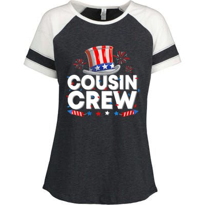 Wo Cousin Crew 4th Of July Patriotic American Family Matching Enza Ladies Jersey Colorblock Tee