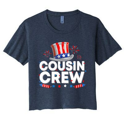 Wo Cousin Crew 4th Of July Patriotic American Family Matching Women's Crop Top Tee