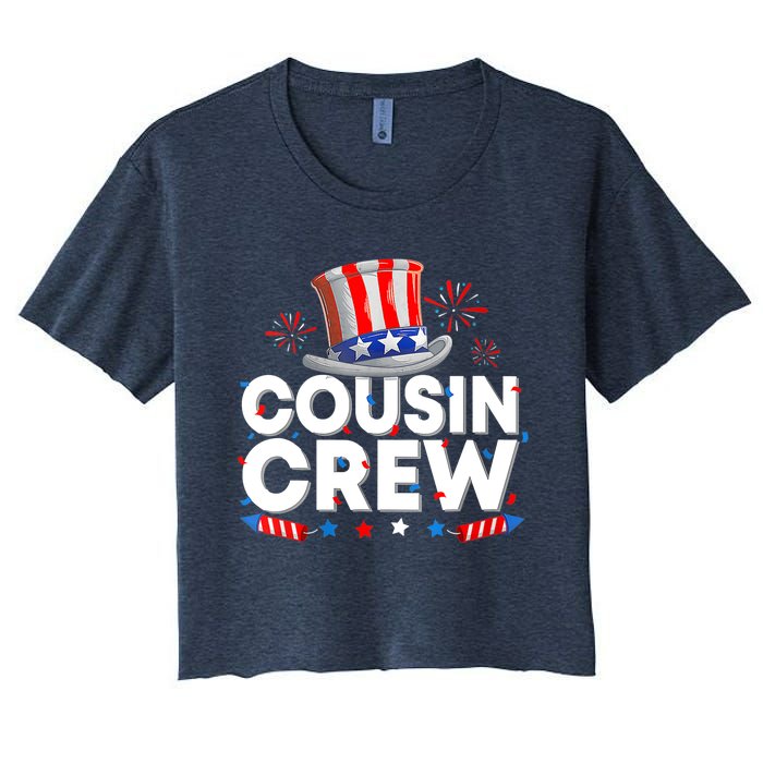 Wo Cousin Crew 4th Of July Patriotic American Family Matching Women's Crop Top Tee