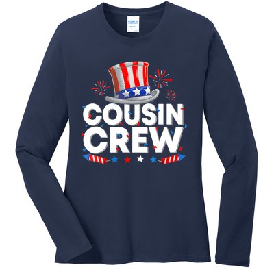 Wo Cousin Crew 4th Of July Patriotic American Family Matching Ladies Long Sleeve Shirt