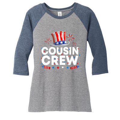 Wo Cousin Crew 4th Of July Patriotic American Family Matching Women's Tri-Blend 3/4-Sleeve Raglan Shirt