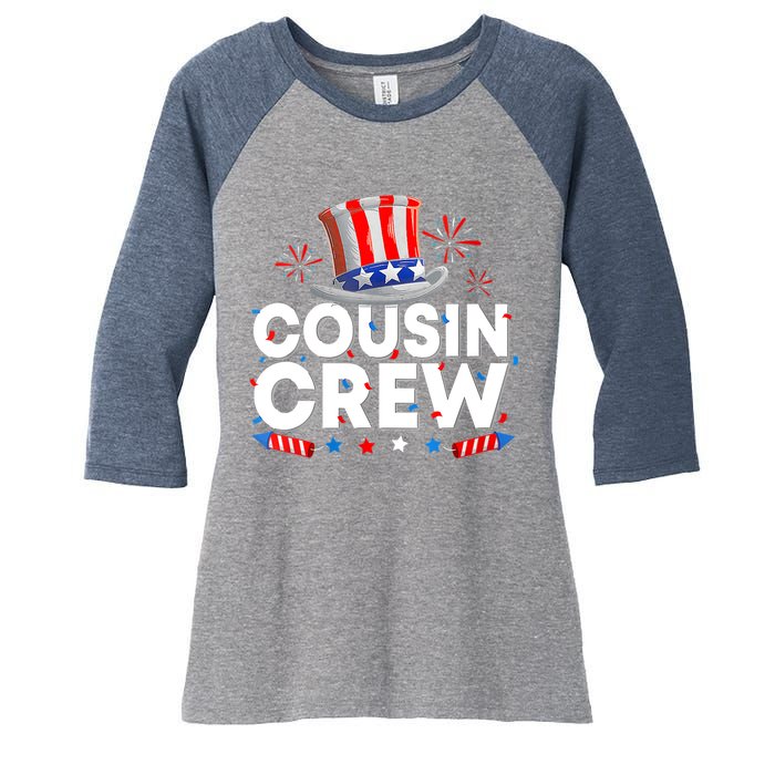 Wo Cousin Crew 4th Of July Patriotic American Family Matching Women's Tri-Blend 3/4-Sleeve Raglan Shirt