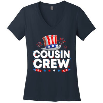 Wo Cousin Crew 4th Of July Patriotic American Family Matching Women's V-Neck T-Shirt